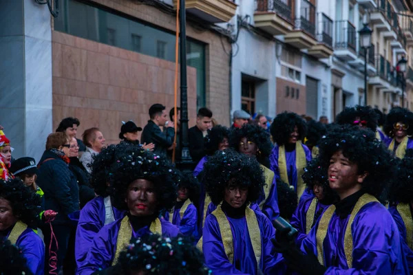 Velez Malaga Espanha Fevereiro 2018 Desfile Carnaval Colorido Organizado Pelos — Fotografia de Stock