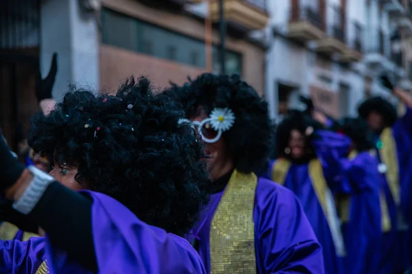 Velez Malaga Španělsko Února 2018 Barevné Masopustní Průvod Pořádané Obyvatel — Stock fotografie