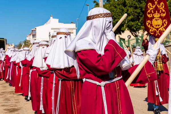 Velez Malaga Espanha Março 2018 Pessoas Que Participam Procissão Semana — Fotografia de Stock