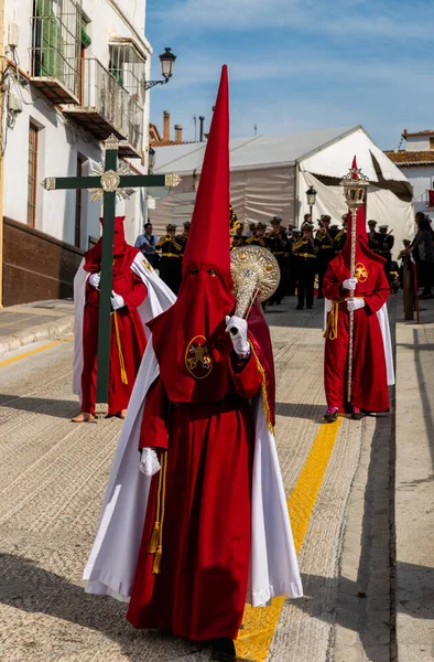 西班牙韦莱兹 马拉加 2018年3月29日 在西班牙一个城市 人们参加了圣周的游行 — 图库照片