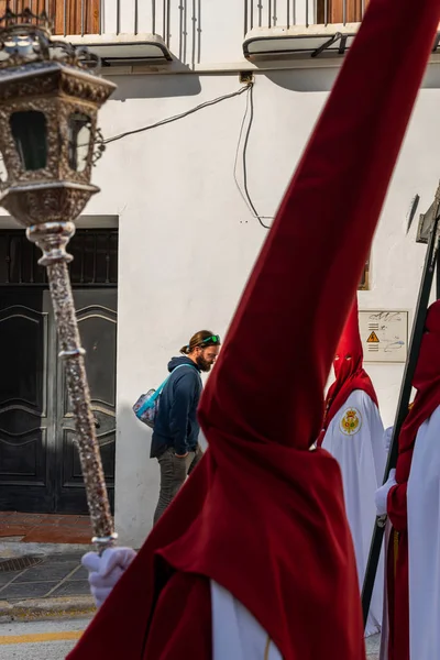 Velez Malaga Espanha Março 2018 Pessoas Que Participam Procissão Semana — Fotografia de Stock