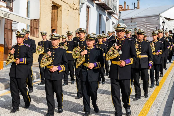 Velez Malaga Spanien März 2018 Teilnehmer Der Prozession Der Heiligen — Stockfoto