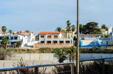 Cabo De Palos, İspanya - 7 Şubat 2019 ünlü promenade ve Akdeniz'de İspanya tarafından kıyı kenti peyzaj