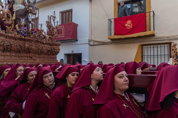 Velez Malaga Espagne Mars 2018 Des Personnes Participant Procession Sont — Photo
