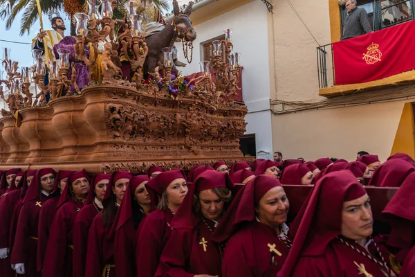 Velez Malaga Spanien Personer Mars 2018 Deltar Processionen Ansluten Heliga — Stockfoto