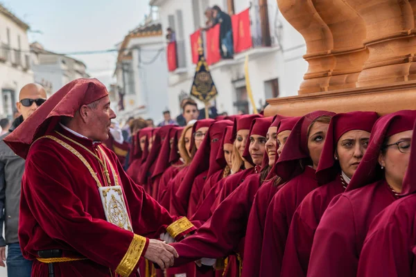 Velez Malaga Španělsko Března 2018 Lidí Účastní Procesí Připojené Svatý — Stock fotografie