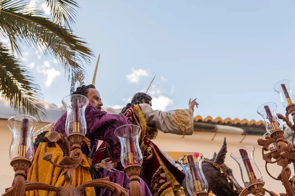 Velez Malaga Spanien März 2018 Teilnehmende Personen Der Prozession Einer — Stockfoto