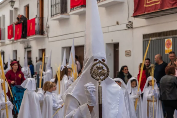 Vélez Málaga Hiszpania Marca 2018 Osób Uczestniczących Procesji Połączone Wielki — Zdjęcie stockowe