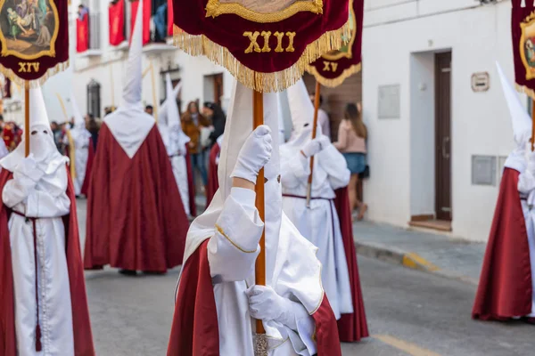 Vélez Málaga Hiszpania Marca 2018 Osób Uczestniczących Procesji Połączone Wielki — Zdjęcie stockowe