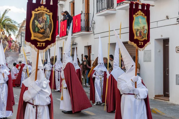 Vélez Málaga Hiszpania Marca 2018 Osób Uczestniczących Procesji Połączone Wielki — Zdjęcie stockowe