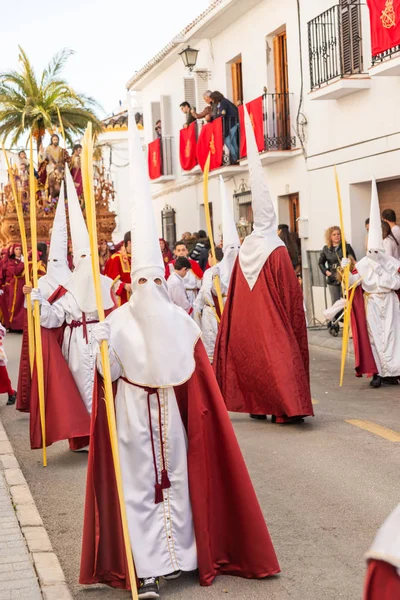 Vélez Málaga Hiszpania Marca 2018 Osób Uczestniczących Procesji Połączone Wielki — Zdjęcie stockowe