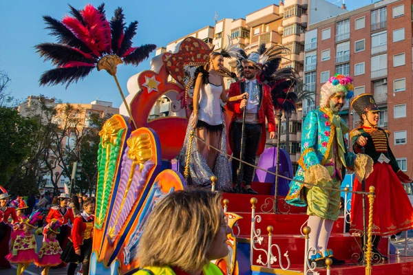 Καρταχένα Ισπανία Μαρτίου 2019 Μια Πολύχρωμη Καρναβαλίστικη Παρέλαση Που Διοργανώθηκε — Φωτογραφία Αρχείου