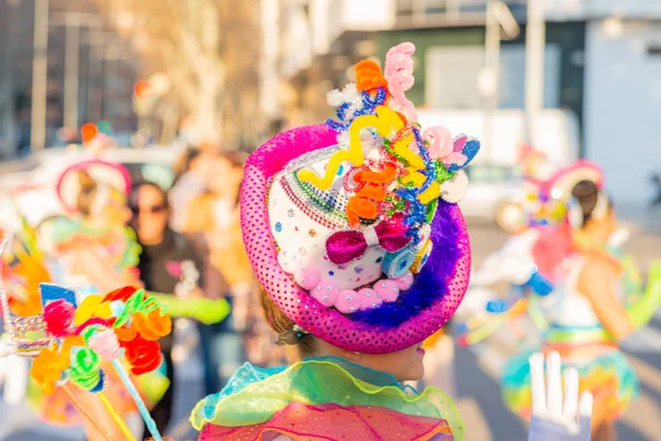 Cartagena Espanha Março 2019 Desfile Carnaval Colorido Organizado Pelos Habitantes — Fotografia de Stock