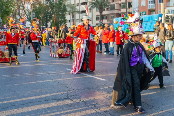 Cartagena Spanyolország Március 2019 Egy Színes Karneváli Parádé Által Szervezett — Stock Fotó