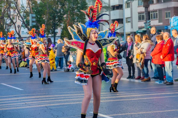 Cartagena Espanha Março 2019 Desfile Carnaval Colorido Organizado Pelos Habitantes — Fotografia de Stock