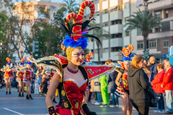 Cartagena Spain Март 2019 Красочный Карнавальный Парад Организованный Жителями Известного — стоковое фото