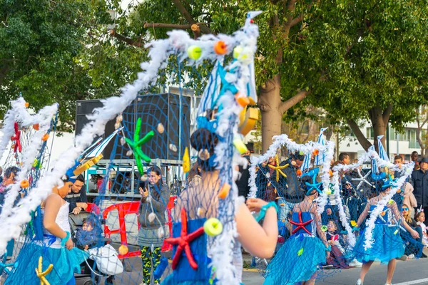 Cartagena Espanha Março 2019 Desfile Carnaval Colorido Organizado Pelos Habitantes — Fotografia de Stock