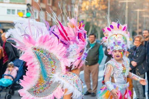 Cartagena Indias Hiszpania Marca 2019 Kolorowe Parady Karnawałowe Organizowane Przez — Zdjęcie stockowe