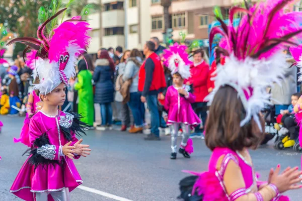 Cartagena Espanha Março 2019 Desfile Carnaval Colorido Organizado Pelos Habitantes — Fotografia de Stock