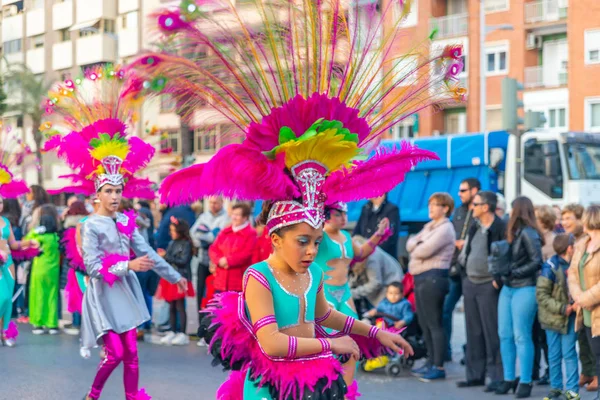 Cartagena Spain Март 2019 Красочный Карнавальный Парад Организованный Жителями Известного — стоковое фото
