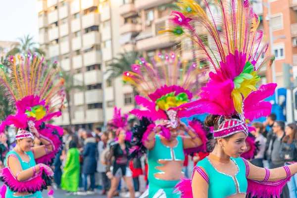 カルタヘナ スペイン 2019 ムルシア地方の有名な町の住民によって組織されたカラフルなカーニバルのパレード — ストック写真