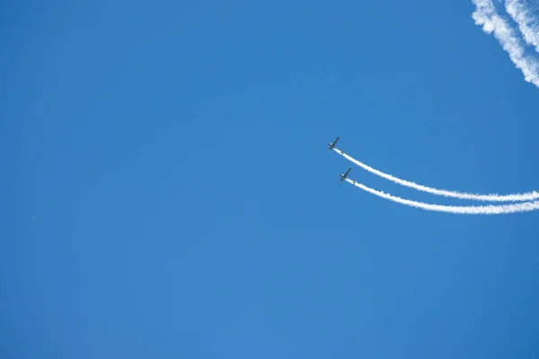 Torre Del Mar Espagne Juillet 2018 Avions Survolant Plage Dans — Photo