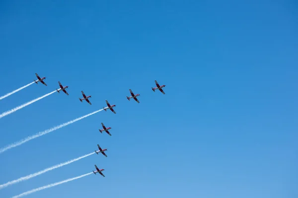 Torre Del Mar España Julio 2018 Aviones Sobrevolando Playa Una — Foto de Stock