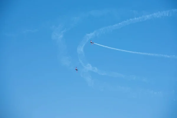 Torre Del Mar Espagne Juillet 2018 Avions Survolant Plage Dans — Photo