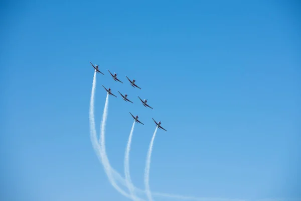 Torre Del Mar Espagne Juillet 2018 Avions Survolant Plage Dans — Photo