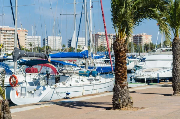 LA MANGA, SPAGNA - 4 MARZO 2019 Barche di lusso nella baia di marina La M — Foto Stock