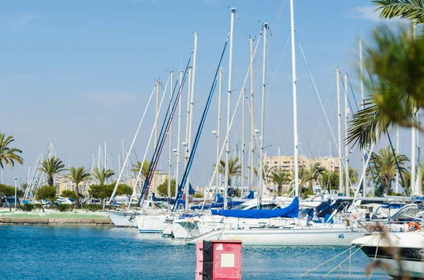 LA MANGA, SPAGNA - 4 MARZO 2019 Barche di lusso nella baia di marina La M — Foto Stock