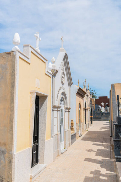 CANTERAS, SPAIN - 2 APRIL 2019 An old cemetery with beautiful tombstones for residents of three nearby towns in the Murcia region