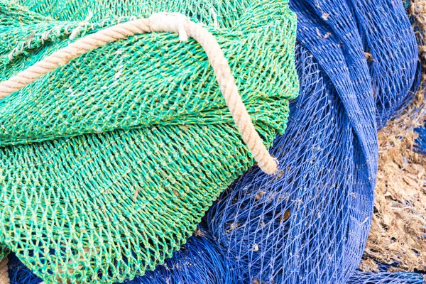 Industrial Fishing Equipment Fishnets and Fishing Lines lying on — Stock Photo, Image