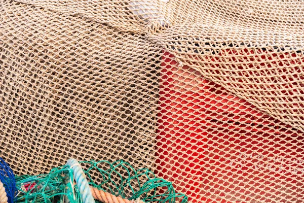Industrial Fishing Equipment Fishnets and Fishing Lines lying on — Stock Photo, Image