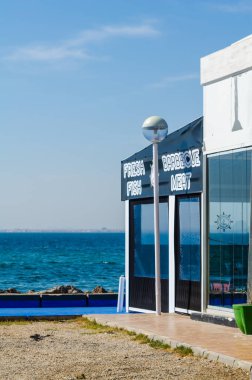 La Manga, İspanya - 4 Mart 2019 Restaurant in La Manga del Mar