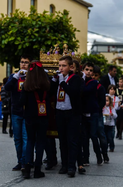 Velez Malaga España Marzo 2018 Niños Participantes Procesión Asociada Semana —  Fotos de Stock