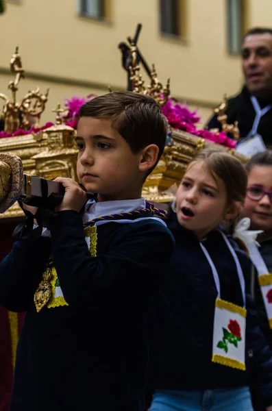 Velez Malaga Espagne Mars 2018 Enfants Participant Procession Associée Semaine — Photo