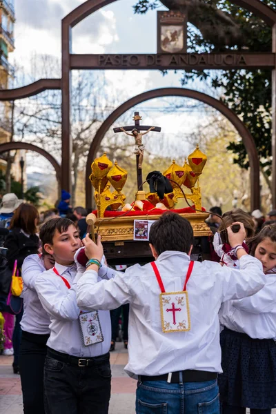 Velez Malaga Espagne Mars 2018 Enfants Participant Procession Associée Semaine — Photo