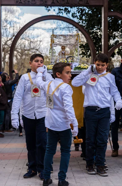 Velez Malaga Espagne Mars 2018 Enfants Participant Procession Associée Semaine — Photo