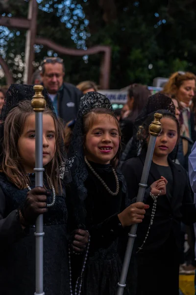 Velez Malaga Spanje Maart 2018 Kinderen Die Deelnemen Aan Processie — Stockfoto