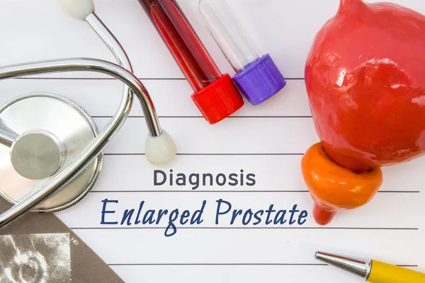 Diagnosis Enlarged Prostate Figure Prostate Located Next Title Enlarged Prostate — Stock Photo, Image