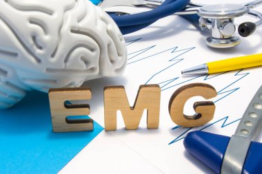 EMG Elektromiyografi kavramı, hangi kas elektrik darbeleri ölçü tıbbi tanı araştırma, tıbbi kısaltması. Tanı sinir hastalıkları sinir zayıf ILETIŞIM ile ilişkili