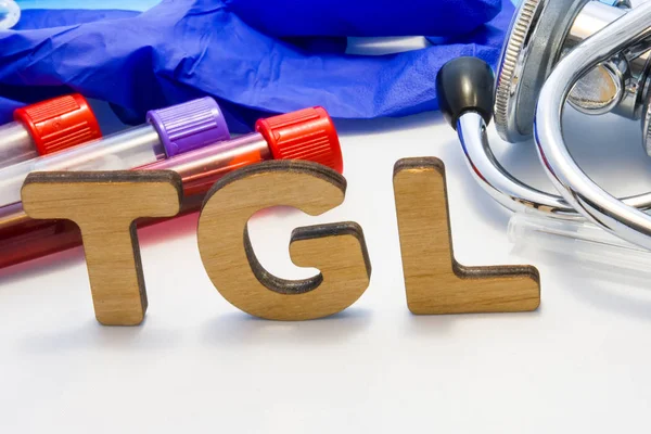 Abreviatura Tgl Significa Triglicérido Simple Análisis Sangre Con Tubos Laboratorio — Foto de Stock