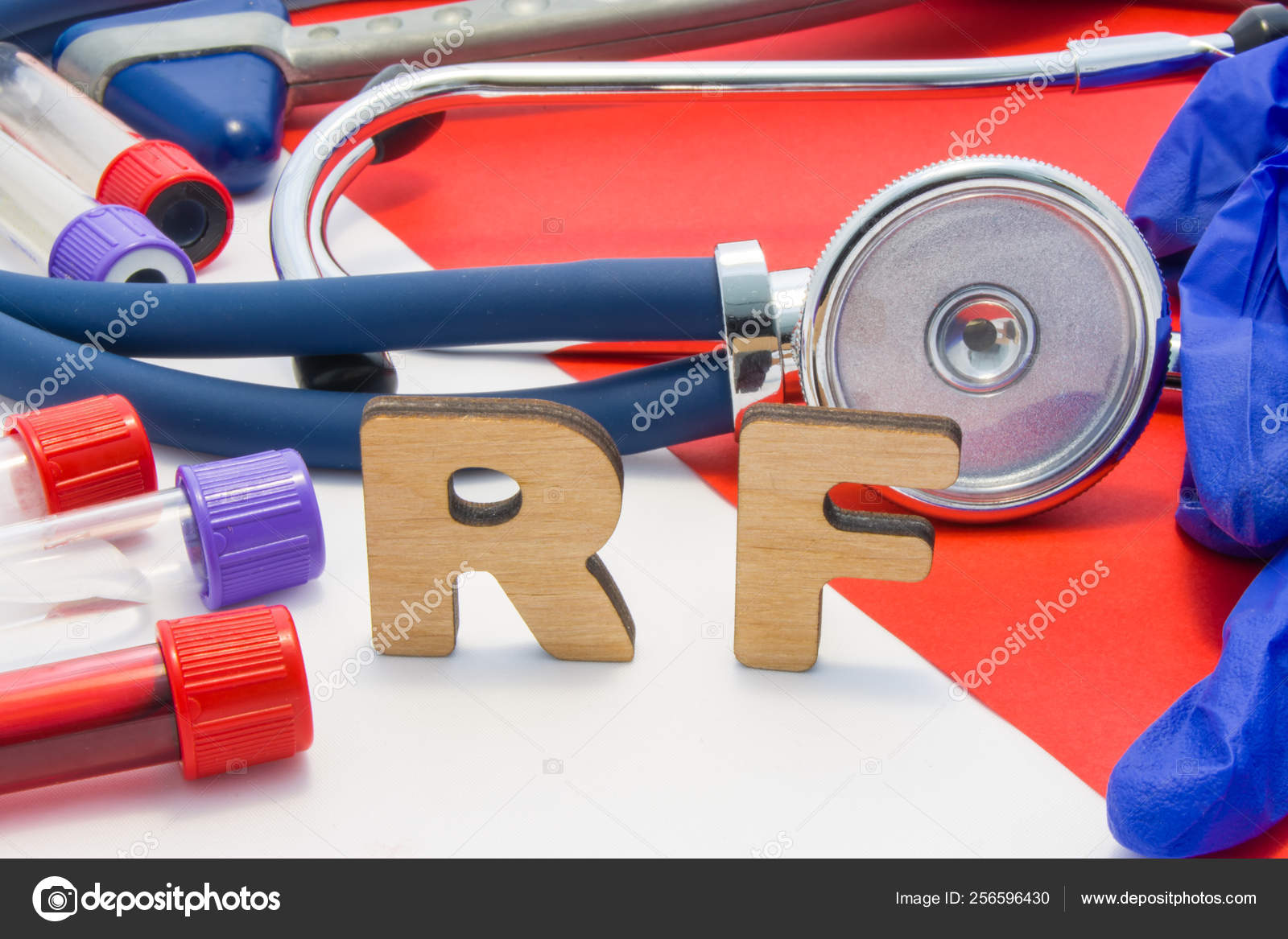 Medical Abbreviation Meaning Rheumatoid Factor Blood Laboratory Diagnostics Red Background Stock Photo C Shidlovski 256596430