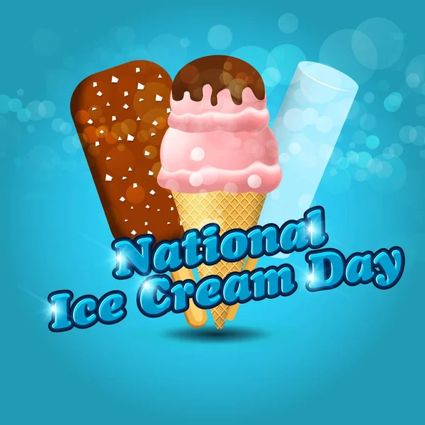 Illustration Vectorielle Nationale Jour Crème Glacée Pour Carte Vœux Affiche — Image vectorielle