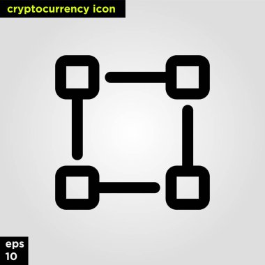 Kripto para birimi simgesi engelleme zinciri satırı sürümü. Modern bilgisayar ağı teknolojisi işareti ve sembolü