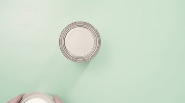 Ev Boyama proje başlatmak için sağlar. Metal boya... kutularını, Boya fırçaları ve boya renk örnekleri