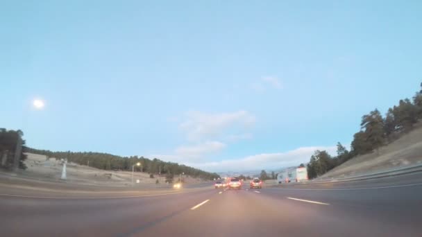 Denver Colorado Estados Unidos Enero 2018 Pov Driving Interstate Highway — Vídeos de Stock