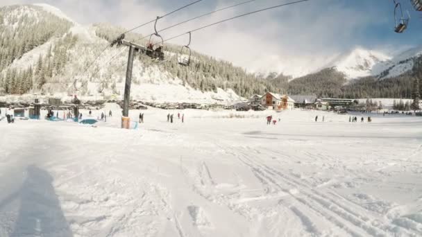 Colorado Usa January 2018 Pov Kids Adults Learning Alpine Skiing — Stock Video