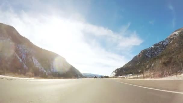 Oogpunt Van Pov Time Lapse Door Mountain Terrein Rijden Winter — Stockvideo